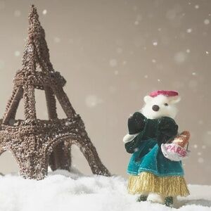 NWT Anthropologie Travel Fox Paris Christmas Ornament  Felt